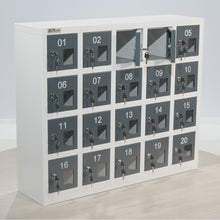 Ladda upp bild till gallerivisning, Mobilskåp för 20 telefoner - Fönster - Nyckellås - Vit/Antracit Grå